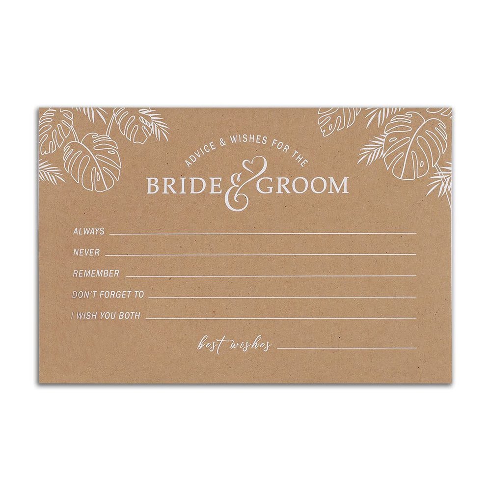 Summer-Ray 50pcs Wedding Advice and Well Wishes Cards for the Bride and Groom 4" x 6" Heavyweight in Floral Theme
