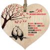5th Wedding Anniversary Wooden Heart Plaque, Light Wood Christmas Sign Keepsake, Celebrate Wooden Anniversary Wife Husband Boyfriend Girlfriend Mom Dad, Plaque with Quotes Gifts from The Kids view 1