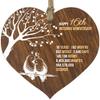16th Wedding Anniversary Wooden Heart Plaque, Dark Wood Sign Keepsake, Celebrate Anniversary Wife Husband Boyfriend Girlfriend Mom Dad, Plaque with Quotes Gifts from the Kids view 1