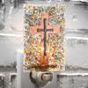 J Devlin Stained Glass Cross Night Light, Plug-in Decorative Glass Lamp, Soft Glow Wall Light, Religious Home Dcor view 2