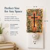 J Devlin Stained Glass Cross Night Light, Plug-in Decorative Glass Lamp, Soft Glow Wall Light, Religious Home Dcor view 4
