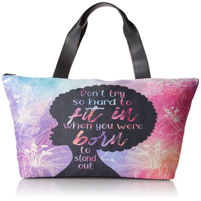 African American Expressions - Canvas Totebag, Born to Stand Out, 20 x 15 Inch, CHB-12