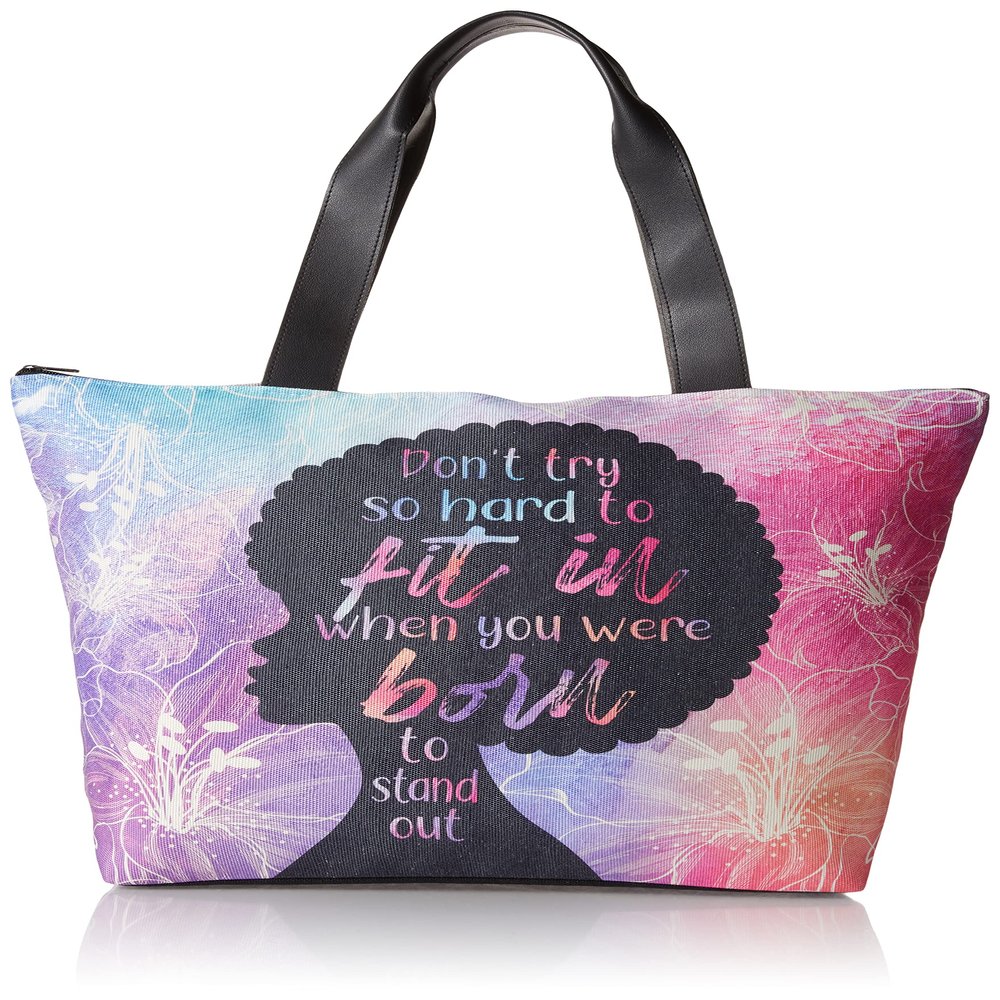 African American Expressions - Canvas Totebag, Born to Stand Out, 20 x 15 Inch, CHB-12