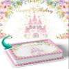 CAKECERY Princess Castle Flowers Girl Edible Cake Image Topper Birthday Cake Banner 1/4 Sheet view 1