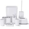 GAXQFEI Modern Bathroom Accessories Set for Home and Hotel 8-Piece Bathroom Set Including Toilet Brush Toothbrush Holder Cups Soap Dish Trash Can Lotion Dispenser and Tissue Box/White view 1