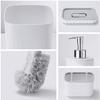 GAXQFEI Modern Bathroom Accessories Set for Home and Hotel 8-Piece Bathroom Set Including Toilet Brush Toothbrush Holder Cups Soap Dish Trash Can Lotion Dispenser and Tissue Box/White view 4