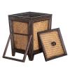 DRSFF Wooden Rattan Garbage Can Rectangular Trash Bin for Bathroom, Bedroom, Kitchens,Office Vintage Large Capacity with LidWaste Basket Home Solid Wood Wastebasket 10L view 1