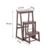 LHYZF Solid Wood 3 Steps Folding Step Stool, Household Portable Climb Steps for Kitchen/Office/Library Multifunctional Indoor Flower Stand Step view 2