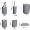 GAXQFEI Bathroom Accessories Sets 6 Piece Bathroom Set Plastic Lotion Dispenser Toothbrush Holder Bathroom Tumblers Soap Dish Trash Can Toilet Brush Set/Gray view 2