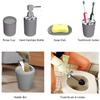 GAXQFEI Bathroom Accessories Sets 6 Piece Bathroom Set Plastic Lotion Dispenser Toothbrush Holder Bathroom Tumblers Soap Dish Trash Can Toilet Brush Set/Gray view 4