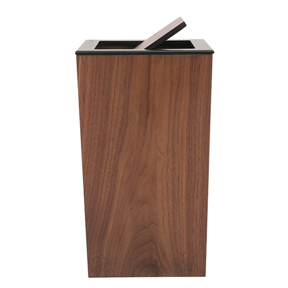 DRSFF Walnut Wood Clamshell Garbage Can Trash Bin for Living Room Bedroom Wooden Storage Bucket Home Commercial Kitchen Large Rubbish Bins Office Waste Paper Basket (Color : A)
