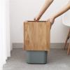 DRSFF Trash Can Square Wooden Rubbish Container Creative Storage Bucket Waste Paper Basket Recycling Bins Garbage Bin for Living Room Kitchen Bedroom 6L Uncovered Solid Wood view 1