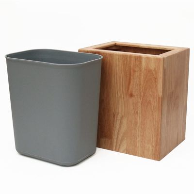 DRSFF 6L Solid Wood Nordic Garbage Bin Square Trash Can Kitchen Uncovered Rubbish Container Living Room Bedroom Waste Paper Basket Recycling Bins Creative Storage Bucket