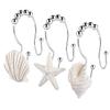 Decorative Shower Curtain Hooks,FINROS 12 Pcs Seashell Double Glide Shower Curtain Hooks for Bathroom and Living Room (White Seashell) view 1