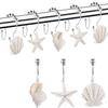 Decorative Shower Curtain Hooks,FINROS 12 Pcs Seashell Double Glide Shower Curtain Hooks for Bathroom and Living Room (White Seashell) view 2