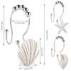 Decorative Shower Curtain Hooks,FINROS 12 Pcs Seashell Double Glide Shower Curtain Hooks for Bathroom and Living Room (White Seashell) view 4