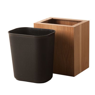 DRSFF Large Capacity Trash Durable Garbage Can 12L Waste Basket for Living Room Bedroom Bathroom Kitchen Simple-Style Wooden Rubbish Bin - Without Cover (Color : A)