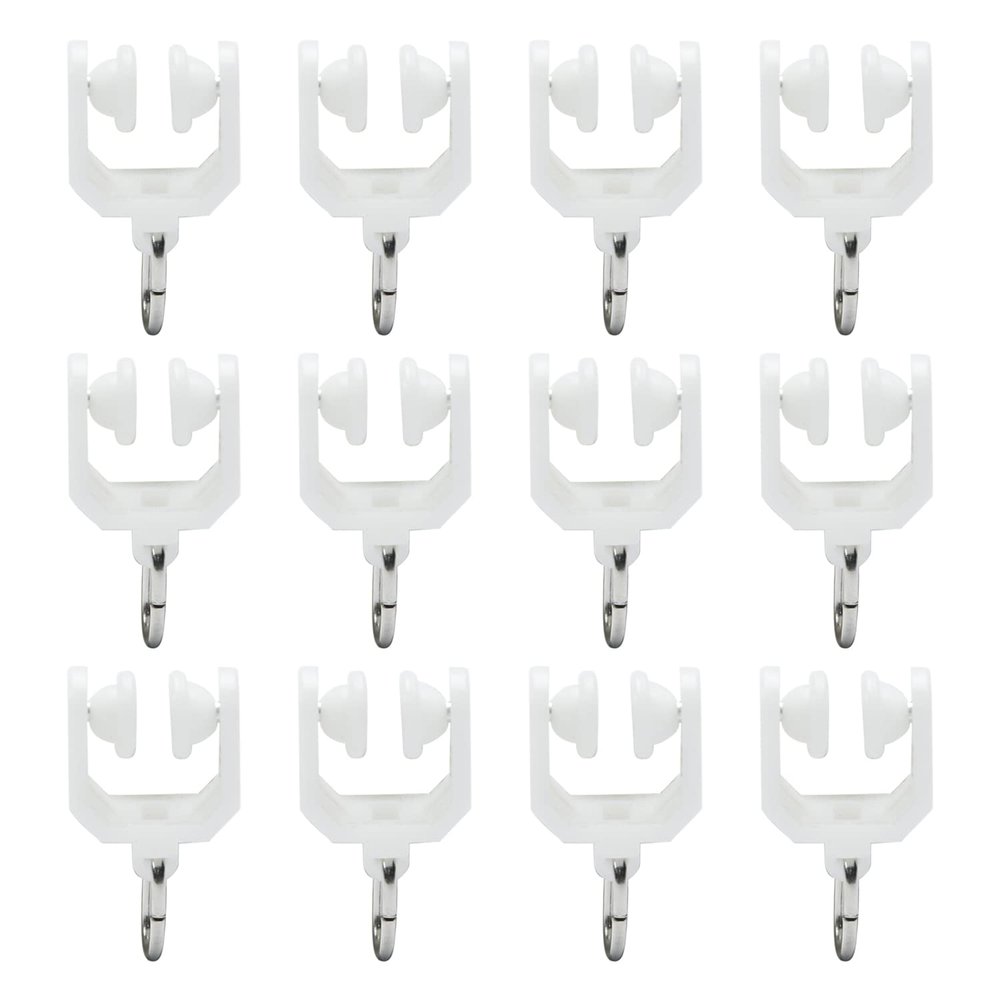 Bettomshin Curtain Track Rollers Plastic Twin Wheeled Carriers Drapery Rail Sliding Glider for Windows Shower Curtain Tracks 0.35" Dia, 80 Pcs