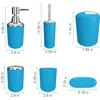GAXQFEI Bathroom Accessories Sets 6 Piece Bathroom Set Plastic Lotion Dispenser Toothbrush Holder Bathroom Tumblers Soap Dish Trash Can Toilet Brush Set/Blue view 2
