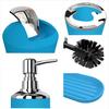 GAXQFEI Bathroom Accessories Sets 6 Piece Bathroom Set Plastic Lotion Dispenser Toothbrush Holder Bathroom Tumblers Soap Dish Trash Can Toilet Brush Set/Blue view 3