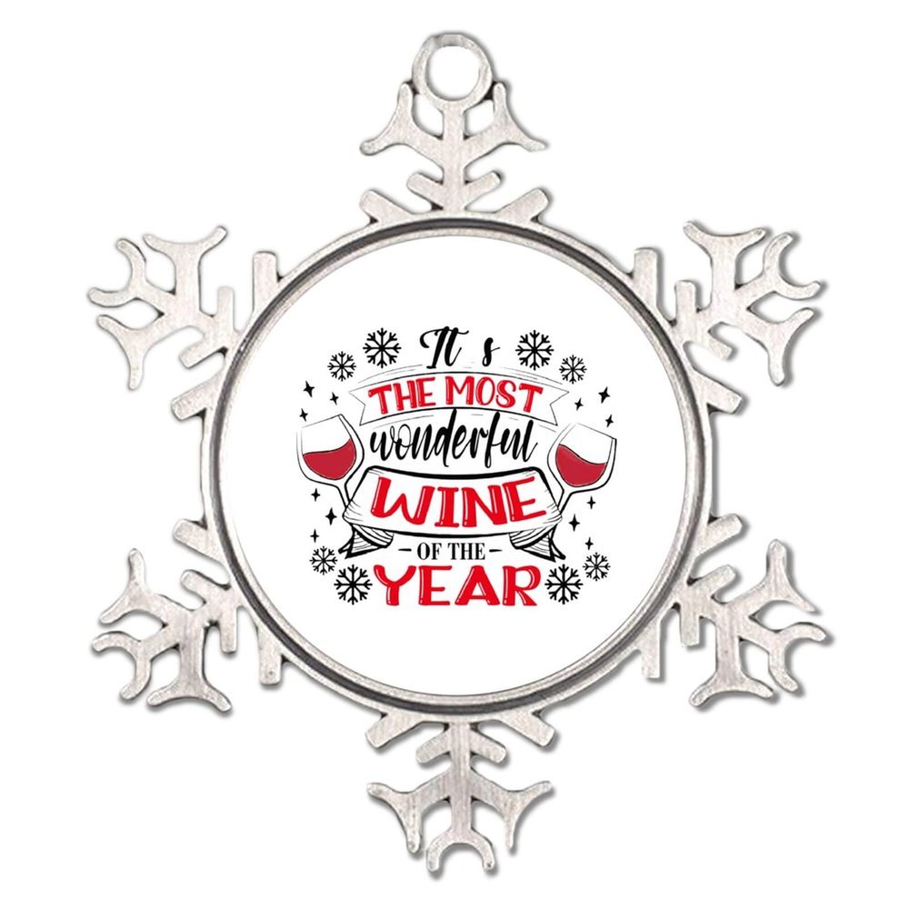 3" Metal Snowflake Ornament It S Most Wonderful Wine Christmas Tree Pendant Hanging Seasonal Holiday Decoration for Home Farmhouse Room Door Christmas Decor Hanging Souvenir New Year Gift