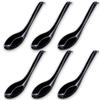 DOERDO 6PCS Soup Spoons Japanese Style Spoons Chinese Asian Soup Spoons With Long Handle for Kitchen Mixing, Baking, Cooking, Black view 1