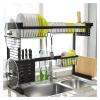 Dish drainer Over The Sink Dish Drainer, 2-Tier Dish Rack Above Sink, Multipurpose Large Dish Drying Rack Drainer with Pot Lid Holder, Kitchen Countertop Shelf Organizer with Cutlery Cutting Board Hol view 1