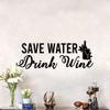 Save Water Quotes Wine Quote Wine Bottle Drinking Glass Wall Decals for Dining Room Home House Winery Restaurant Kitchen Bar Wine Cellar Decor Stickers Wall Art Vinyl Decoration Size (24x40 inch) view 3