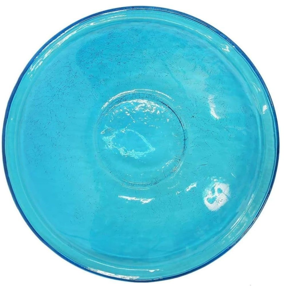 Oakestry 12-inch Crackle Glass Birdbath Bowl Outdoor Water Basin for Garden Backyard Weather-Resistant Decorative Feeder Dish Easy Clean Teal Bird Bath for Wildlife & Hummingbirds