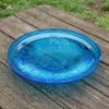 Oakestry 12-inch Crackle Glass Birdbath Bowl Outdoor Water Basin for Garden Backyard Weather-Resistant Decorative Feeder Dish Easy Clean Teal Bird Bath for Wildlife & Hummingbirds view 2