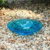 Oakestry 12-inch Crackle Glass Birdbath Bowl Outdoor Water Basin for Garden Backyard Weather-Resistant Decorative Feeder Dish Easy Clean Teal Bird Bath for Wildlife & Hummingbirds view 3