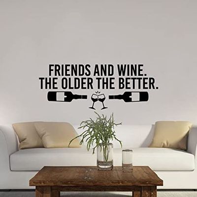 Older The Better Quotes Wine Quote Wine Bottle Drink Glass Wall Decals for Dining Room Home House Winery Restaurant Kitchen Bar Wine Cellar Decor Stickers Wall Art Vinyl Decoration Size (20x30 inch)