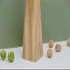 Wood vase Flower Decorative Standing Solid Wooden Geometrical vases Accessories for twig (30x9.5 Centimeters, Oak) view 2