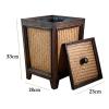 DRSFF Retro Rattan Wooden Trash Can with Lid Waste Paper Basket for Living Room Tea Room Bathrooms, Kitchens, Large Capacity Garbage Container Bin Home Offices Storage Bucket view 2