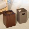DRSFF Retro Square Trash Can Solid Wood Garbage Bin Home Living Room Kitchen Creative Bathroom Guest Room Durable Storage Bucket Waste Paper Basket Wooden 8L view 1