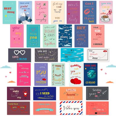 Chinco 120 Pieces Love Notes for Him Her Romantic Lunch Box Notes Mini Valentine's Day Cards Inspirational Design 2 x 3.5 Inch for Husband Wife Adults Beloved Ones, 30 Styles