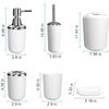 GAXQFEI Bathroom Accessories Sets 6 Piece Bathroom Set Plastic Lotion Dispenser Toothbrush Holder Bathroom Tumblers Soap Dish Trash Can Toilet Brush Set/White view 2