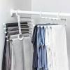 2Pcs Pants Hangers Space Saving, Telescopic Folding Multifunctional Multi-Layer Pants Rack, Wardrobe Storage Artifact Pants Hanger (White) view 3
