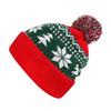 Aksod Christmas Beanie Hat Cable Knitted Snowflake Hat Crochet Xmas Holiday Hat with Pom Pom Warm Soft Winter Cap for Christmas New Year Festive Holiday Party Supplies (B) Red view 1