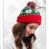 Aksod Christmas Beanie Hat Cable Knitted Snowflake Hat Crochet Xmas Holiday Hat with Pom Pom Warm Soft Winter Cap for Christmas New Year Festive Holiday Party Supplies (B) Red view 4