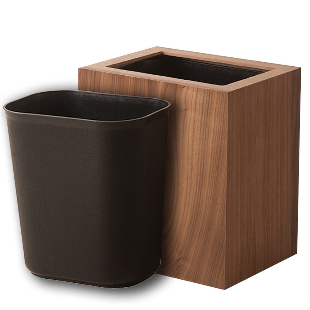 DRSFF Large Capacity Trash Bin Durable Garbage Can 12L Without Cover Waste Basket Simple-Style Wooden Rubbish Bucket - for Living Room Bedroom Bathroom Kitchen (Color : B)