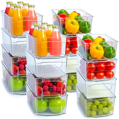 Utopia Home - Fridge Organizer Bins - Refrigerator Organizing Bins - Pantry Organizers and Storage - Stackable Storage Bins For Home & Kitchen Pantry Organization and Storage - Pack of 16 - Clear