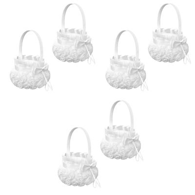 Wedding Decor 6PCS Girl Baskets for Wedding 6.9 * 8.6 Inch Rose Embroidery Basket for Ceremony Rustic Theme Vintage Decor