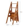 LHYZF Portable Folding Ladder Chair, Wooden 4 Steps Ladder Chair Multifunction Stepladder and Dinner Chairs Combination for Kitchen and Office Library view 2