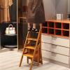 LHYZF Portable Folding Ladder Chair, Wooden 4 Steps Ladder Chair Multifunction Stepladder and Dinner Chairs Combination for Kitchen and Office Library view 4