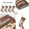 CUXWEOT Personalized Cow Print Christmas Stocking Customize Name Xmas Socks for Family Holiday Decorations Gift 17.52 x 7.87 Inch view 4