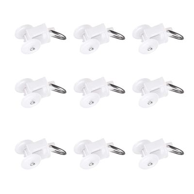 Bettomshin Curtain Track Rollers Plastic Twin Wheeled Carriers Drapery Rail Sliding Glider for Windows Shower Curtain Tracks 0.45" Dia, 80 Pcs