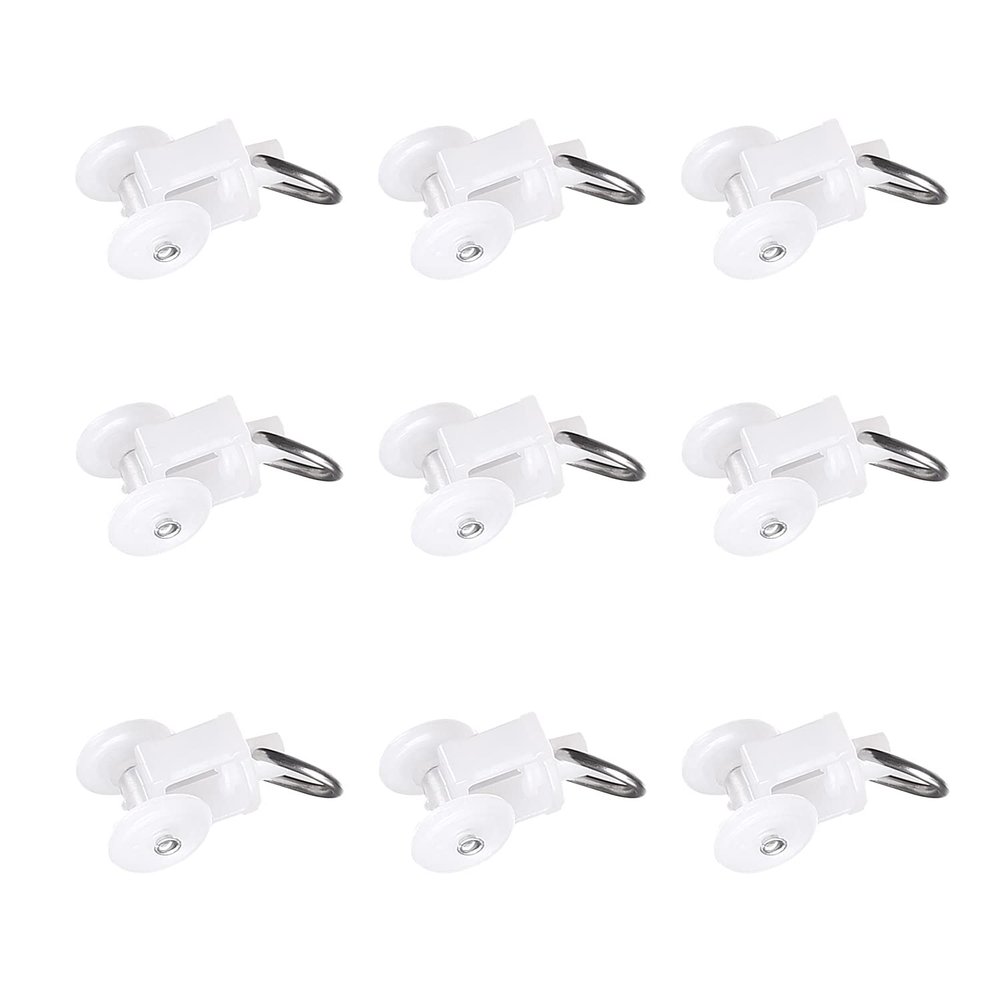 Bettomshin Curtain Track Rollers Plastic Twin Wheeled Carriers Drapery Rail Sliding Glider for Windows Shower Curtain Tracks 0.45" Dia, 80 Pcs