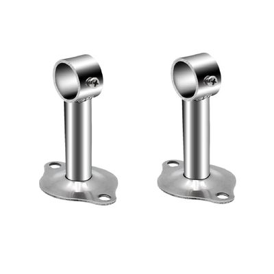 2PCS Curtain Rod Bracket Stainless Steel Ceiling Mount Rod Holder 25mm Diameter 250mm Height Closet Rod End Support Holder Pipe Flange Socket Round Base with Iron Expansion