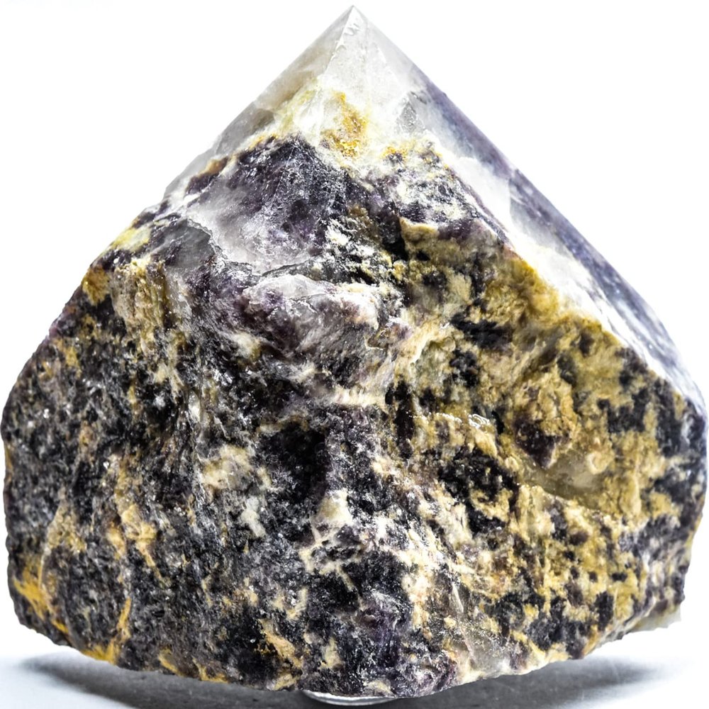 95mm 425g Purple Lepidolite Rough w/Polished Top Natural Lithia Mica Gemstone Crystal Mineral Flower Sugilite Point Specimen - Brazil